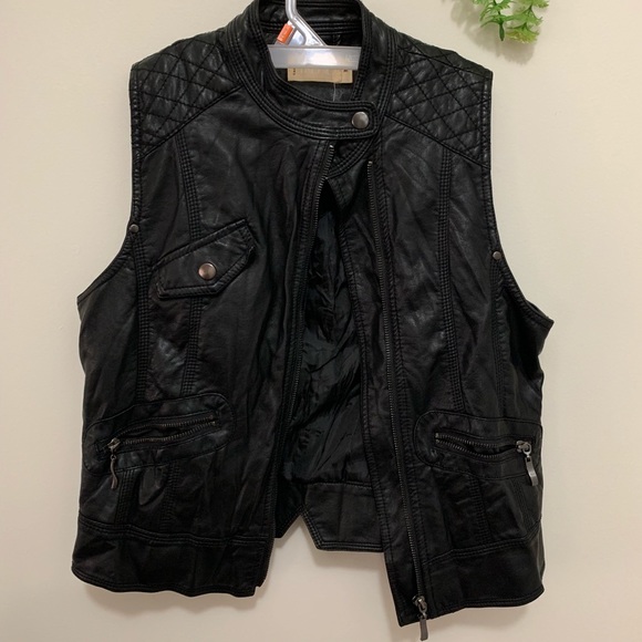 Trend Vintage Faux leather Chic Stylish Motto Vest Waistcoat Jacket Size Meduim - Picture 1 of 8